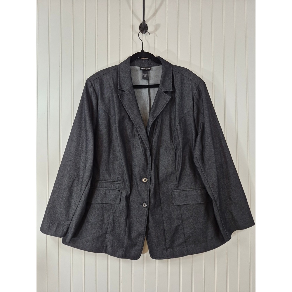 NEW Lane Bryant Dark Gray Stretch Denim Blazer Plus Size 28 Professional